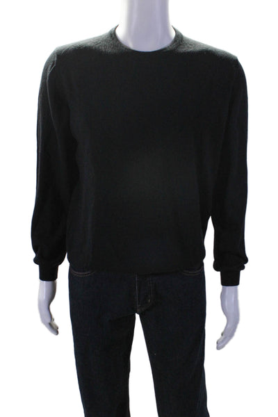 Barneys New York Mens Long Sleeve Crew Neck Sweatshirt Black Wool Size Small