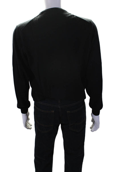 Barneys New York Mens Long Sleeve Crew Neck Sweatshirt Black Wool Size Small