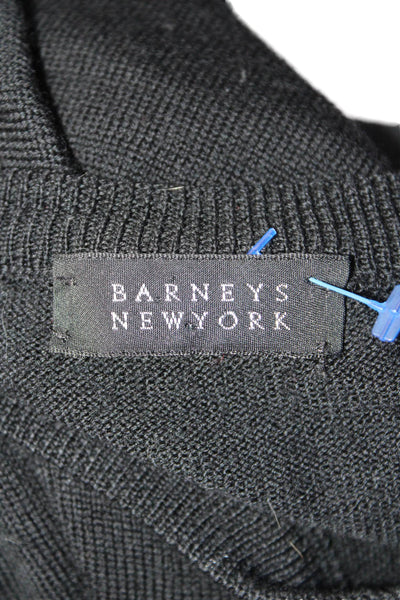 Barneys New York Mens Long Sleeve Crew Neck Sweatshirt Black Wool Size Small