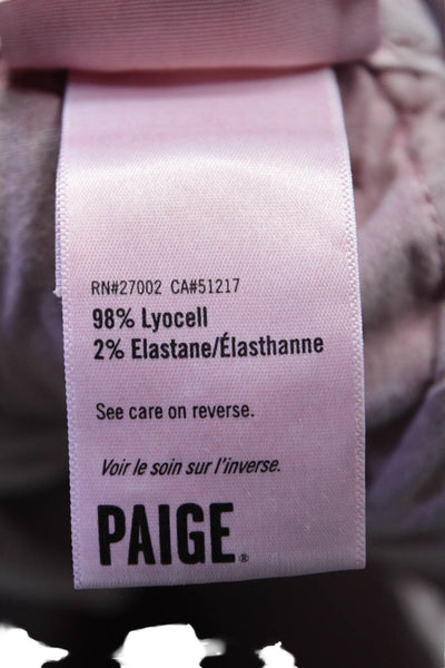 Paige Womens Zipper Fly High Rise Straight Cuffed Pants Pink Cotton Size 25