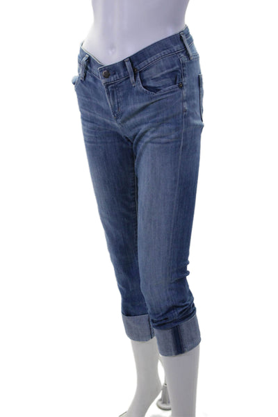 Citizens of Humanity Womens Zipper Fly Mid Rise Straight Cuffed Jeans Blue 25