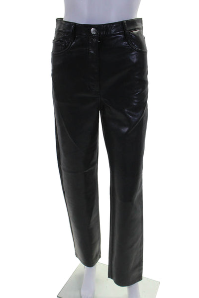 Wilfred Womens Faux Leather High Rise The Melina Straight Leg Pants Black Size 4