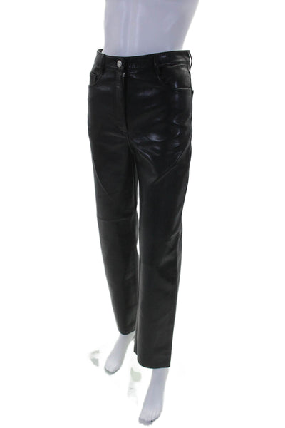 Wilfred Womens Faux Leather High Rise The Melina Straight Leg Pants Black Size 4