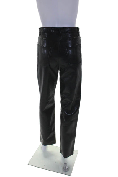 Wilfred Womens Faux Leather High Rise The Melina Straight Leg Pants Black Size 4