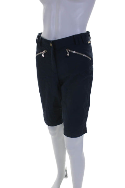 MDC Womens High Rise Pull On Stretch Bermuda Shorts Navy Blue Size EUR 38