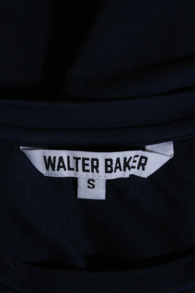 Walter Baker Womens Puffy Short Sleeves Shirt Navy Blue Cotton Size Small