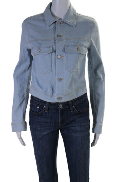 Elizabeth and James Womens Blue Light Wash Long Sleeve Denim Jacket Size M