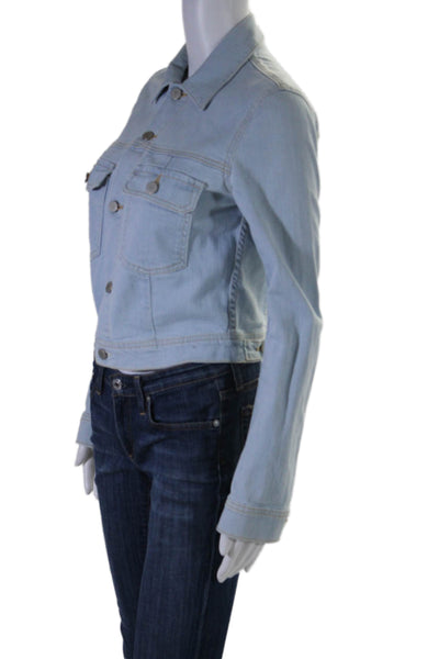 Elizabeth and James Womens Blue Light Wash Long Sleeve Denim Jacket Size M