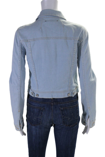 Elizabeth and James Womens Blue Light Wash Long Sleeve Denim Jacket Size M