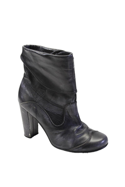 Exchange By Charles David Womens Distress Black Folded Ankle Boots Shoes Size 8