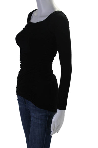 Bailey 44 Womens Long Sleeve Scoop Neck Ruched Shirt Black Size Small