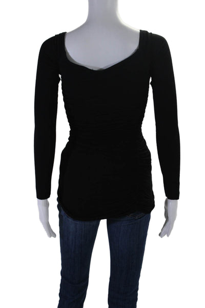 Bailey 44 Womens Long Sleeve Scoop Neck Ruched Shirt Black Size Small