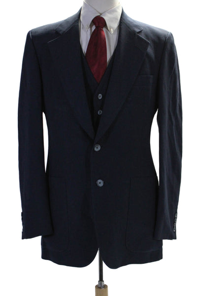 Christian Dior Mens Two Button Wide Lapel Blazer Jacket Navy Blue Size 42