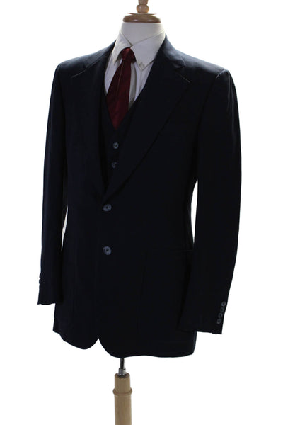 Christian Dior Mens Two Button Wide Lapel Blazer Jacket Navy Blue Size 42
