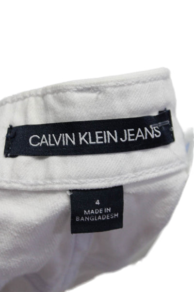 Calvin Klein Jeans Womens Cotton Denim Mid Rise Bermuda Jean Shorts White Size 4