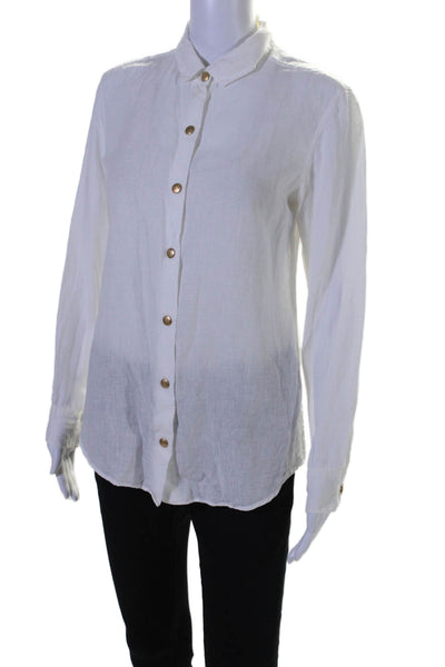 Agnes B Womens Long Sleeve Collared Snap Button Down Shirt Top White Size 36