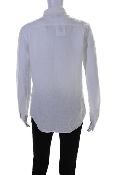 Agnes B Womens Long Sleeve Collared Snap Button Down Shirt Top White Size 36