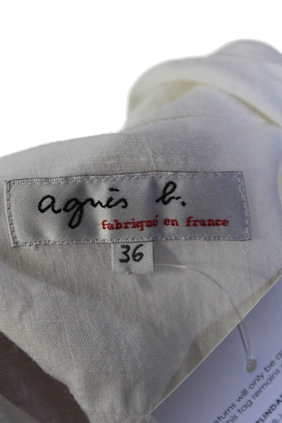 Agnes B Womens Long Sleeve Collared Snap Button Down Shirt Top White Size 36