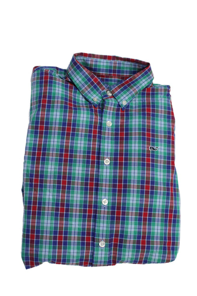 Vineyard Vines Boys Cotton Check Print Button Up Shirt Multicolor Size XL