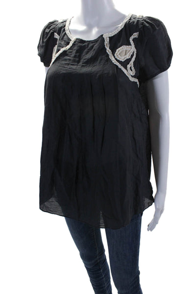 Cynthia Cynthia Steffe Womens Cotton Pleated Baby Doll Top Charcoal Black Size 6