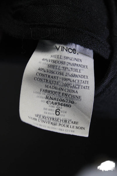 Vince Womens Sleeveless Notched Back Button Down V-Neck Vest Black Size 6