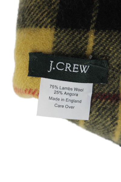 J Crew Unisex Adults Check Print Thick Knit Scarf Wool Yellow 56"x12"