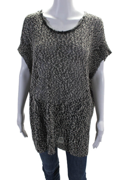 Robert Rodriguez Womens Cotton Blend Abstract Sleeveless Knit Top Black Size L