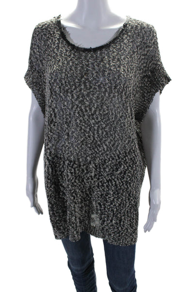 Robert Rodriguez Womens Cotton Blend Abstract Sleeveless Knit Top Black Size L