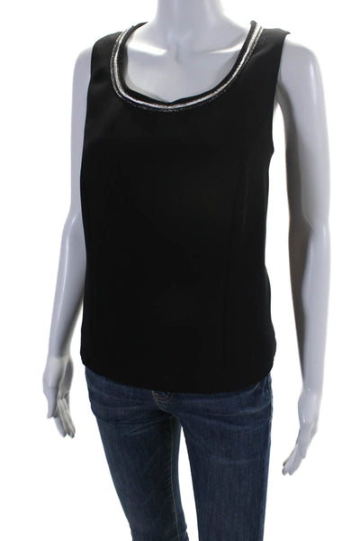 Antonio Derrico Womens Round Neck Pullover Tank Top Blouse Black Size 18