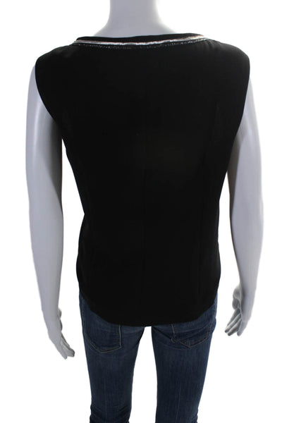 Antonio Derrico Womens Round Neck Pullover Tank Top Blouse Black Size 18