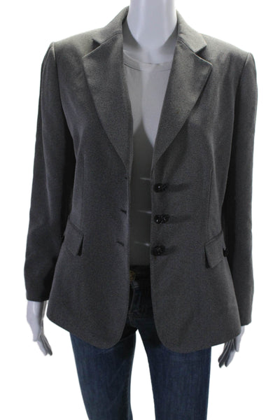 Tahari Womens Single Breasted Notched Lapel Blazer Jacket Gray Size 10