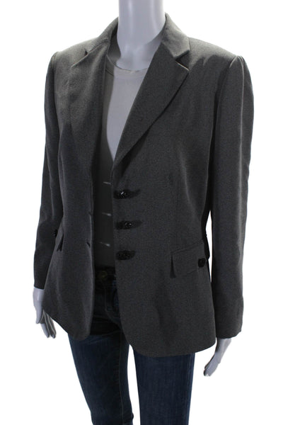 Tahari Womens Single Breasted Notched Lapel Blazer Jacket Gray Size 10