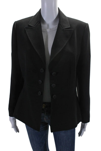 Tahari Womens Open Front Long Sleeve Notched Lapel Blazer Black Size 10