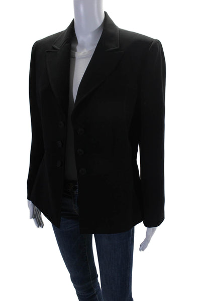 Tahari Womens Open Front Long Sleeve Notched Lapel Blazer Black Size 10