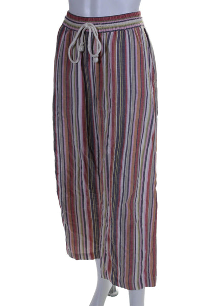 Xirena Womens Elastic Waistband Drawstring Stripe Lined Wide Leg Pants Pink Size