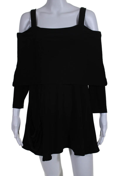 Sympli Womens Long Sleeve Square Neck Light Neck Dress Black Size 8