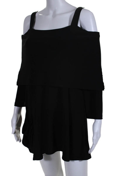 Sympli Womens Long Sleeve Square Neck Light Neck Dress Black Size 8