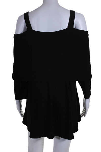 Sympli Womens Long Sleeve Square Neck Light Neck Dress Black Size 8