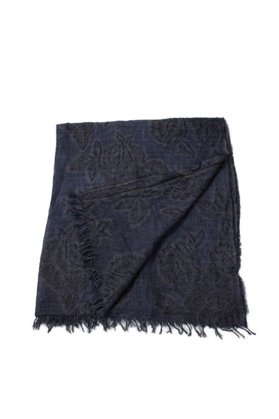 Paisley Road Womens Texture Fray Long Scarf Steel Gray OS