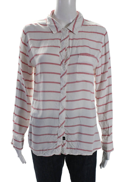 Rails Women's Collared Long Sleeves Button Down Shirt Red White Striped Size S