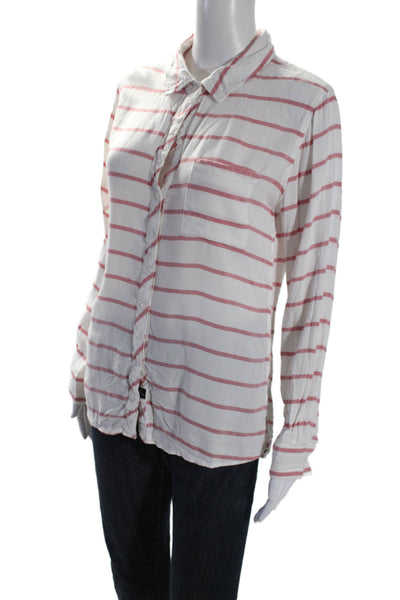 Rails Women's Collared Long Sleeves Button Down Shirt Red White Striped Size S