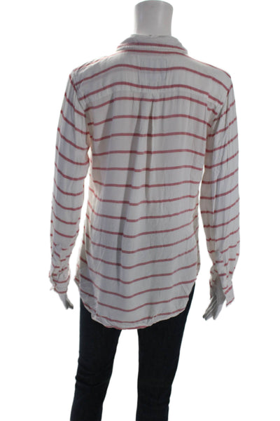 Rails Women's Collared Long Sleeves Button Down Shirt Red White Striped Size S