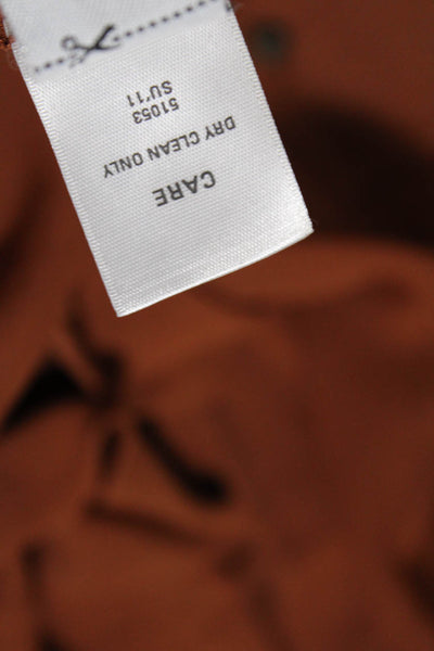 Broadway & Broome Women's Silk Patch Pockets Button Down Up Shirt Brown Size S