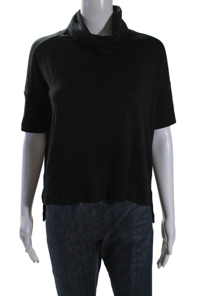 Rag & Bone Jean Women's Turtleneck Short Sleeves Blouse Black Size XXS