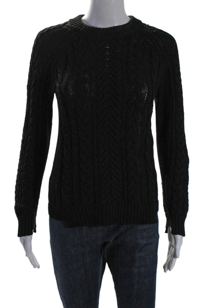 Rag & Bone Women's Round Neck Long Sleeves Cable-Knit Sweater Black Size XXS