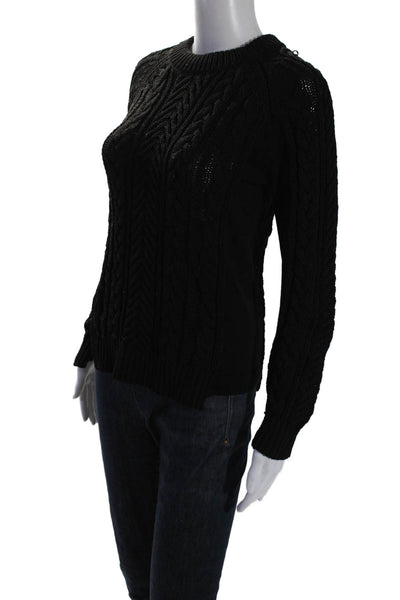 Rag & Bone Women's Round Neck Long Sleeves Cable-Knit Sweater Black Size XXS