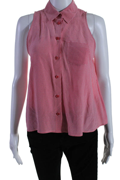 Equipment Femme Women's Sleeveless Button Down Houndstooth Shirt Red Size XS