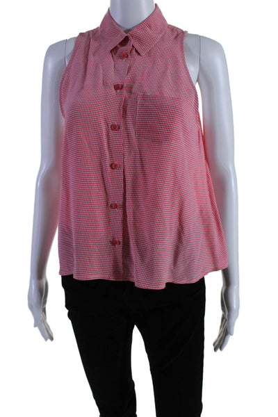 Equipment Femme Women's Sleeveless Button Down Houndstooth Shirt Red Size XS