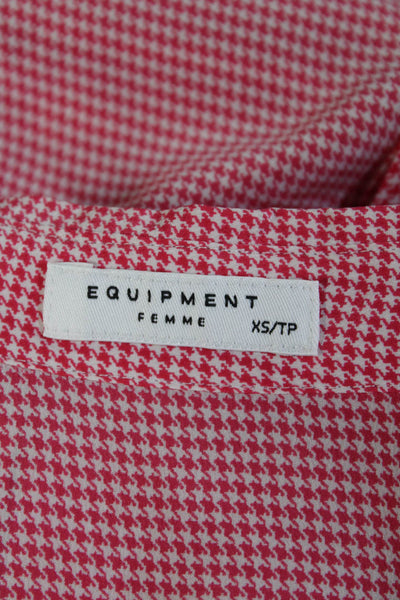 Equipment Femme Women's Sleeveless Button Down Houndstooth Shirt Red Size XS