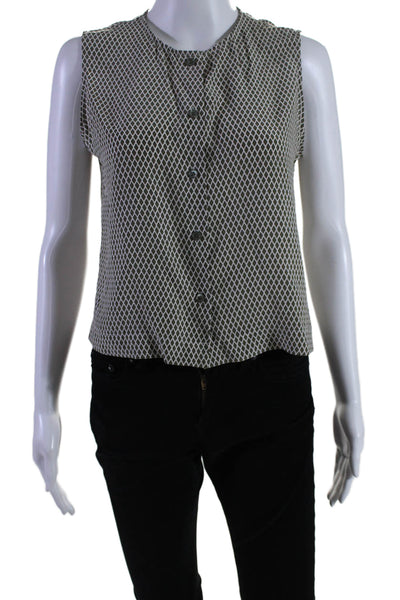 Equipment Femme Women's Sleeveless Silk Button Down Blouse Gray Size XS